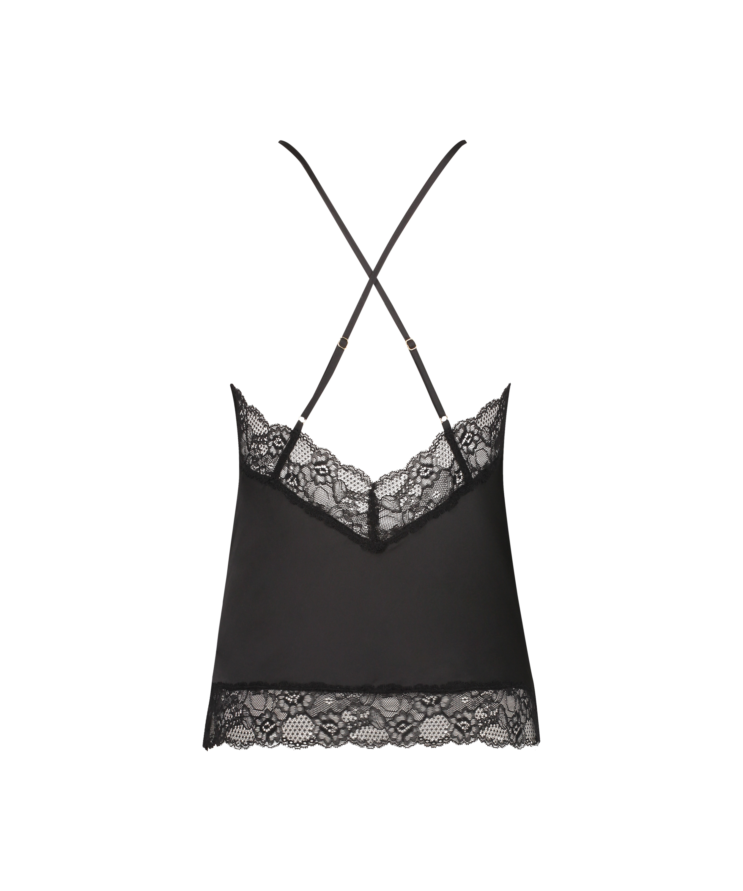 Haut de camisole Satin Dentelle, Noir, main