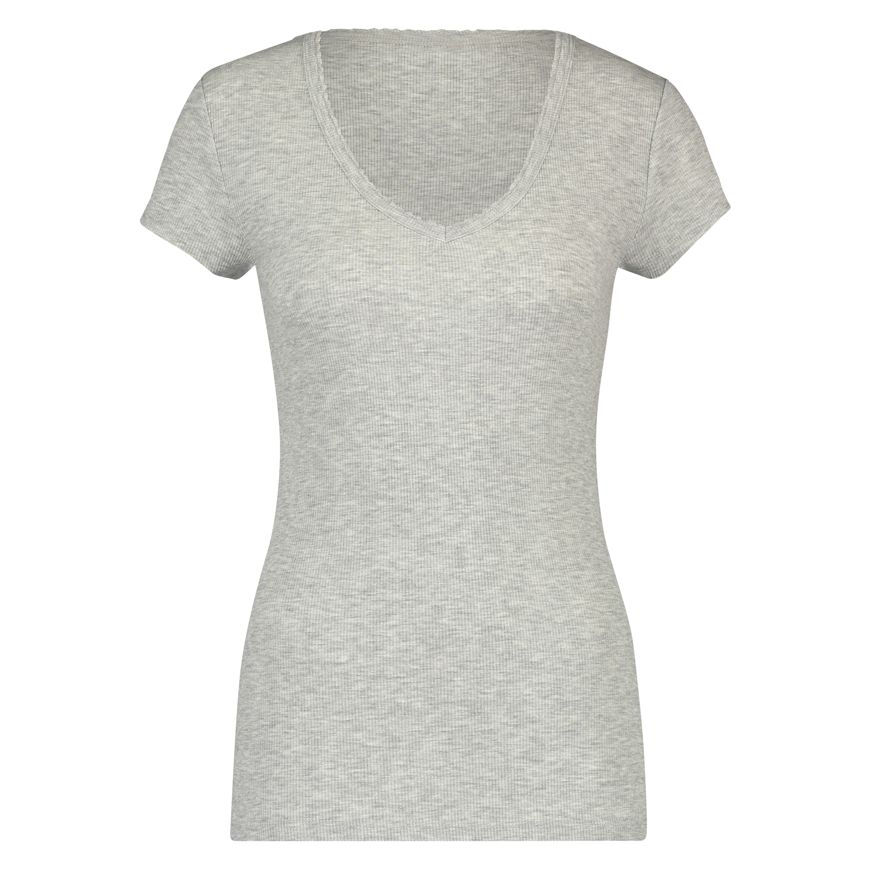 Haut de pyjama côtelé à manches courtes, Gris, main