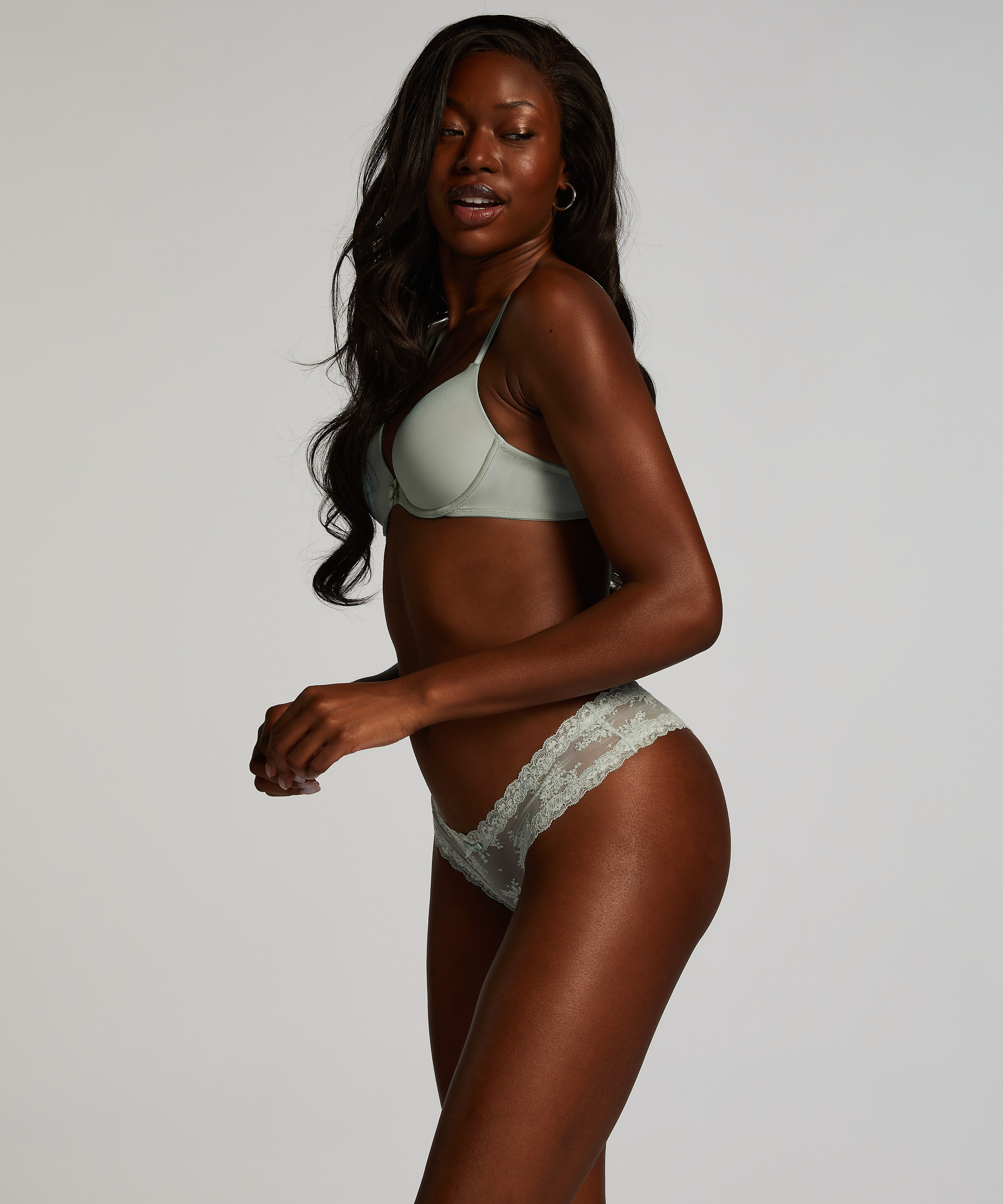 Slip brésilien V-shape Mesh, Vert, main