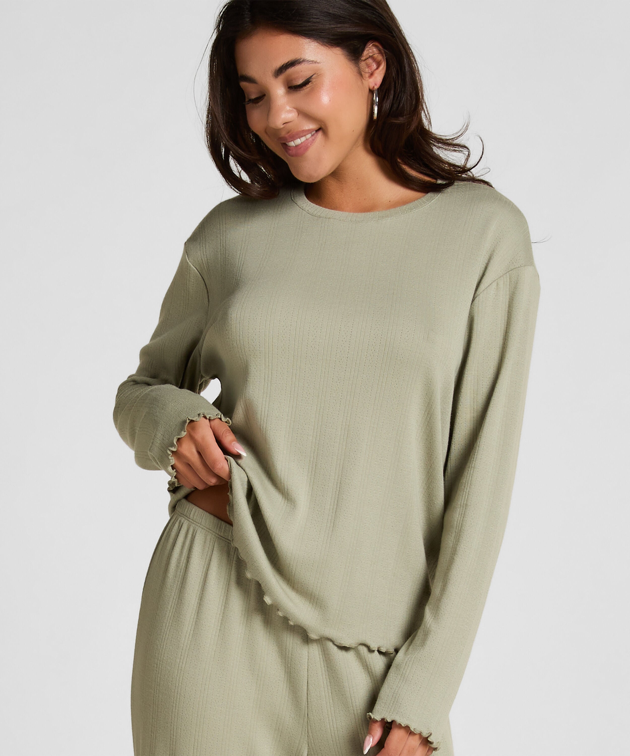 Pyjama Top Loose Pointelle, Vert Pyjama Top Loose Pointelle, Vert