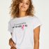 Top manches courtes Pink Ribbon, Blanc
