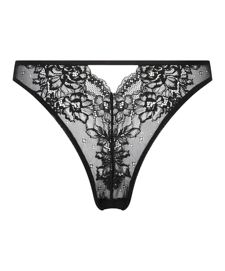 Slip brésilien échancré Clara, Noir