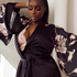 Kimono Satin Bloom, Noir