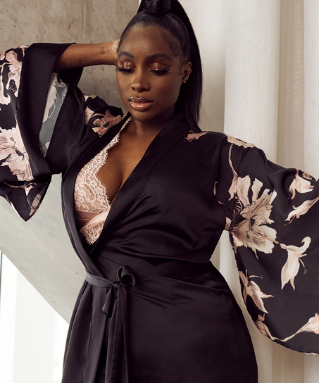 Kimono Satin Bloom, Noir
