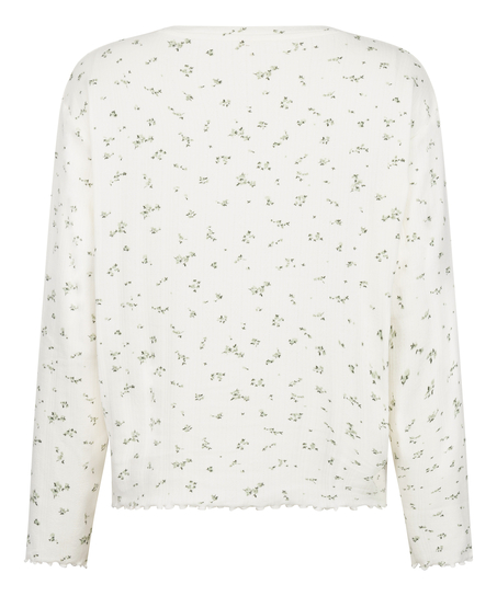 Pyjama Top Loose Pointelle, Blanc