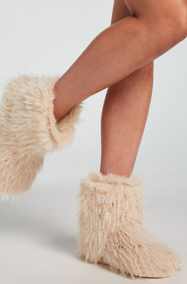 Hunkemöller Fur Slippers Blanc