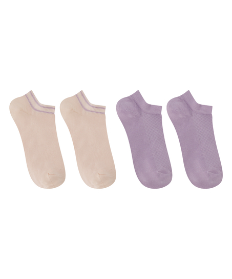 Lot de 2 paires de chaussettes pour baskets en viscose, Violet