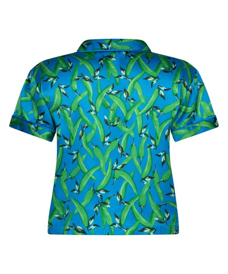 Veste à manches courtes en satin, Bleu