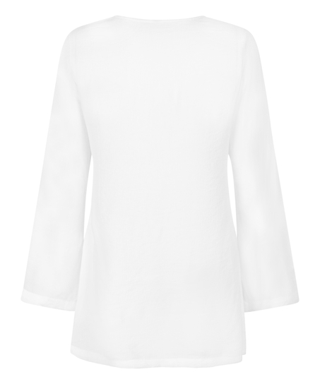 Robe de plage à manches longues et anneaux, Blanc
