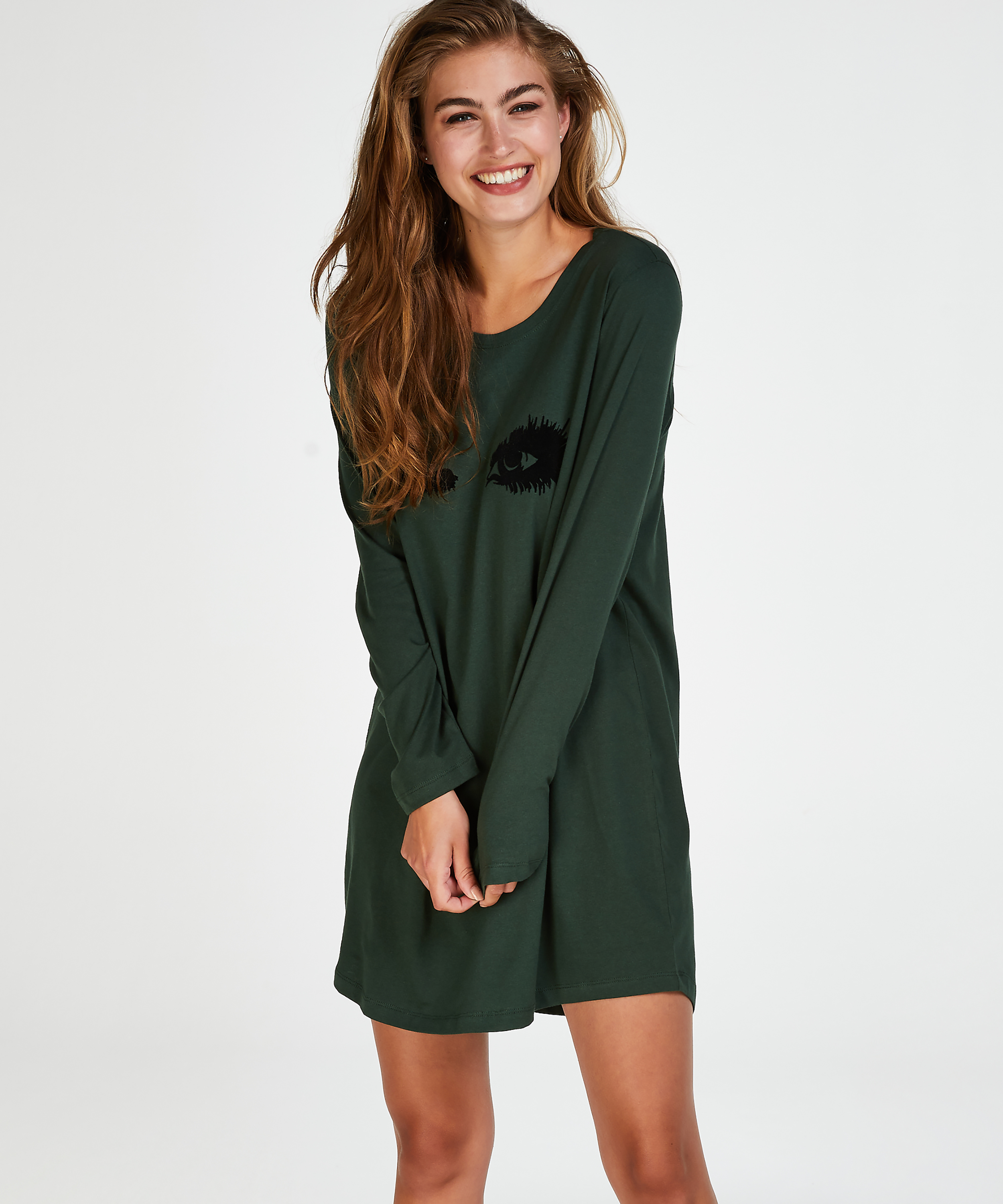 Chemise de nuit à décolleté arrondi, Vert, main