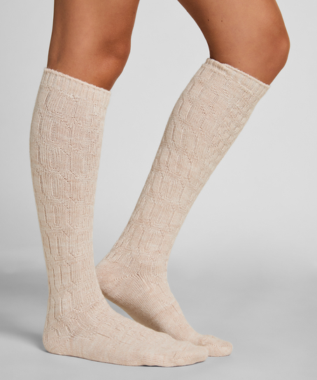 2 paires de chaussettes longues, Beige