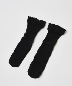 Chaussettes fishnet avec des coeurs, Noir