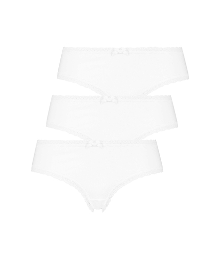 Lot de 3 shorts brésiliens en coton Georgia, Blanc
