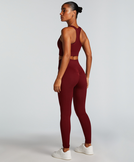 Legging de sport sans coutures taille haute HKMX, Rouge