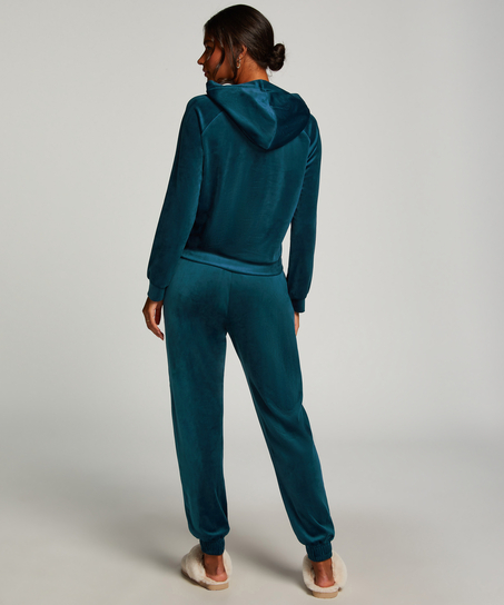 Pantalon Jogging Velours Pintuck, Bleu