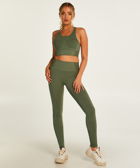HKMX Legging de sport sans coutures taille haute, Vert