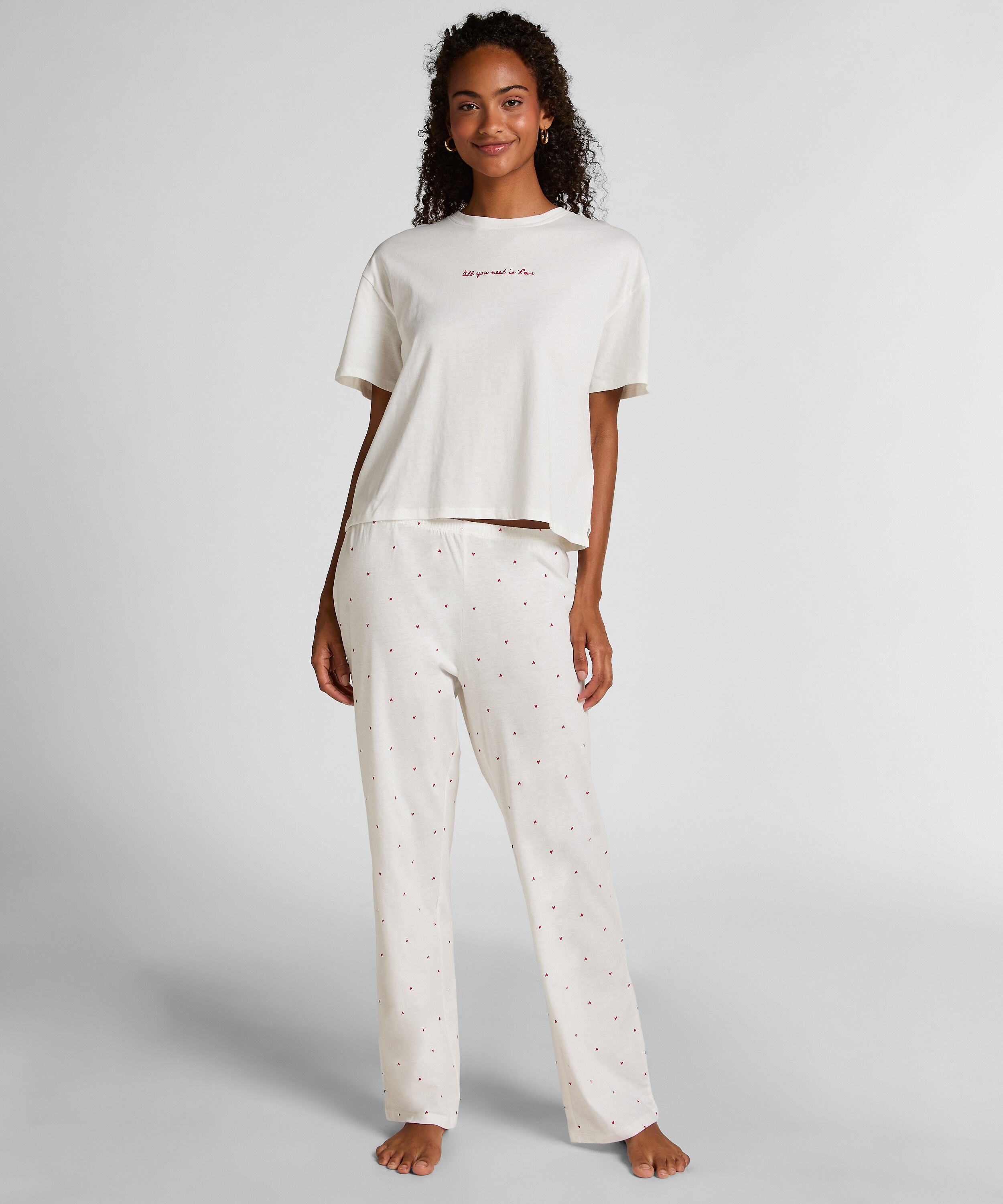 Pyjama en coton imprimé, Blanc
