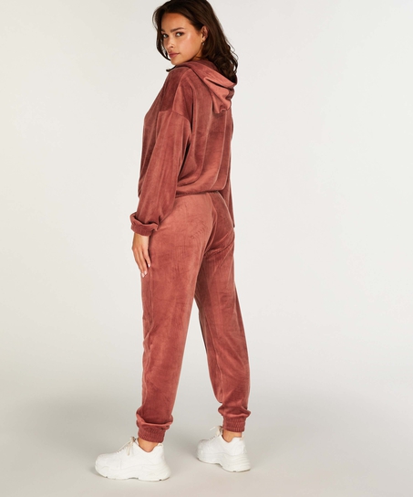 Pantalon Jogging Velours Pintuck, Marron