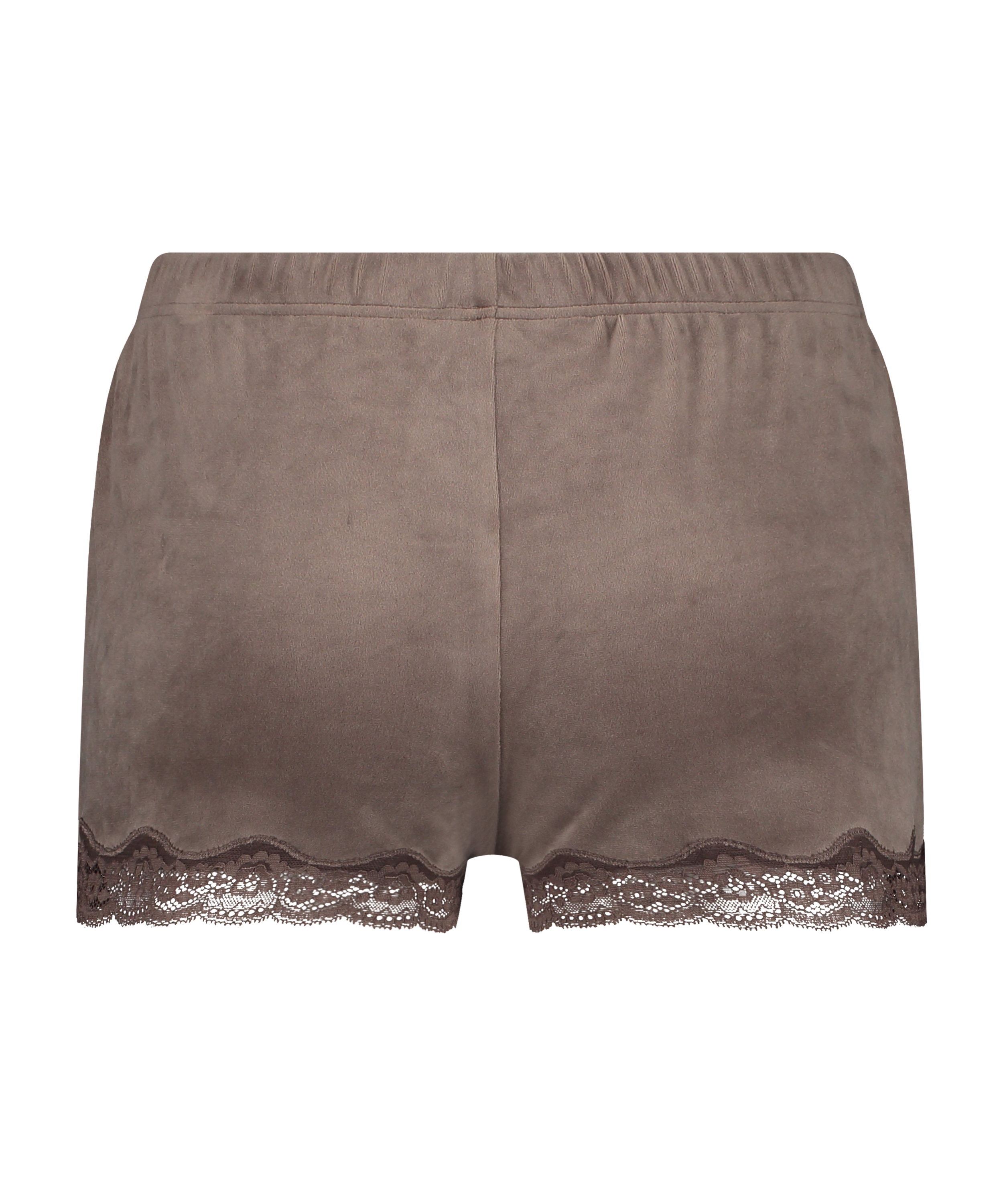 Short velours dentelle, Marron, main