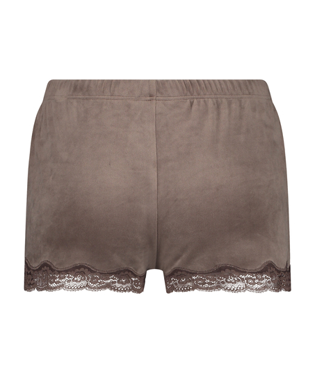 Short velours dentelle, Marron