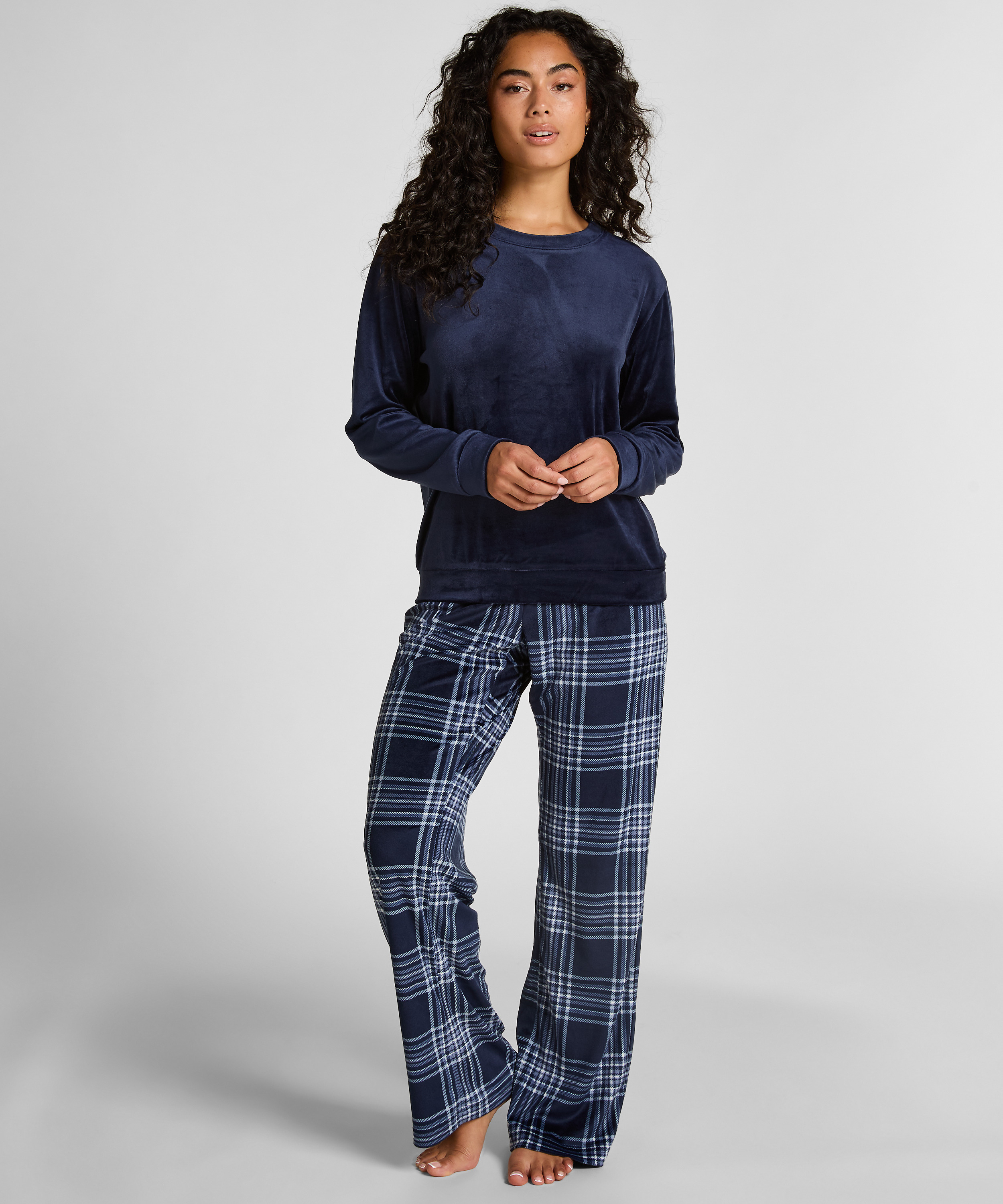 Ensemble pyjama Velours, Bleu, main