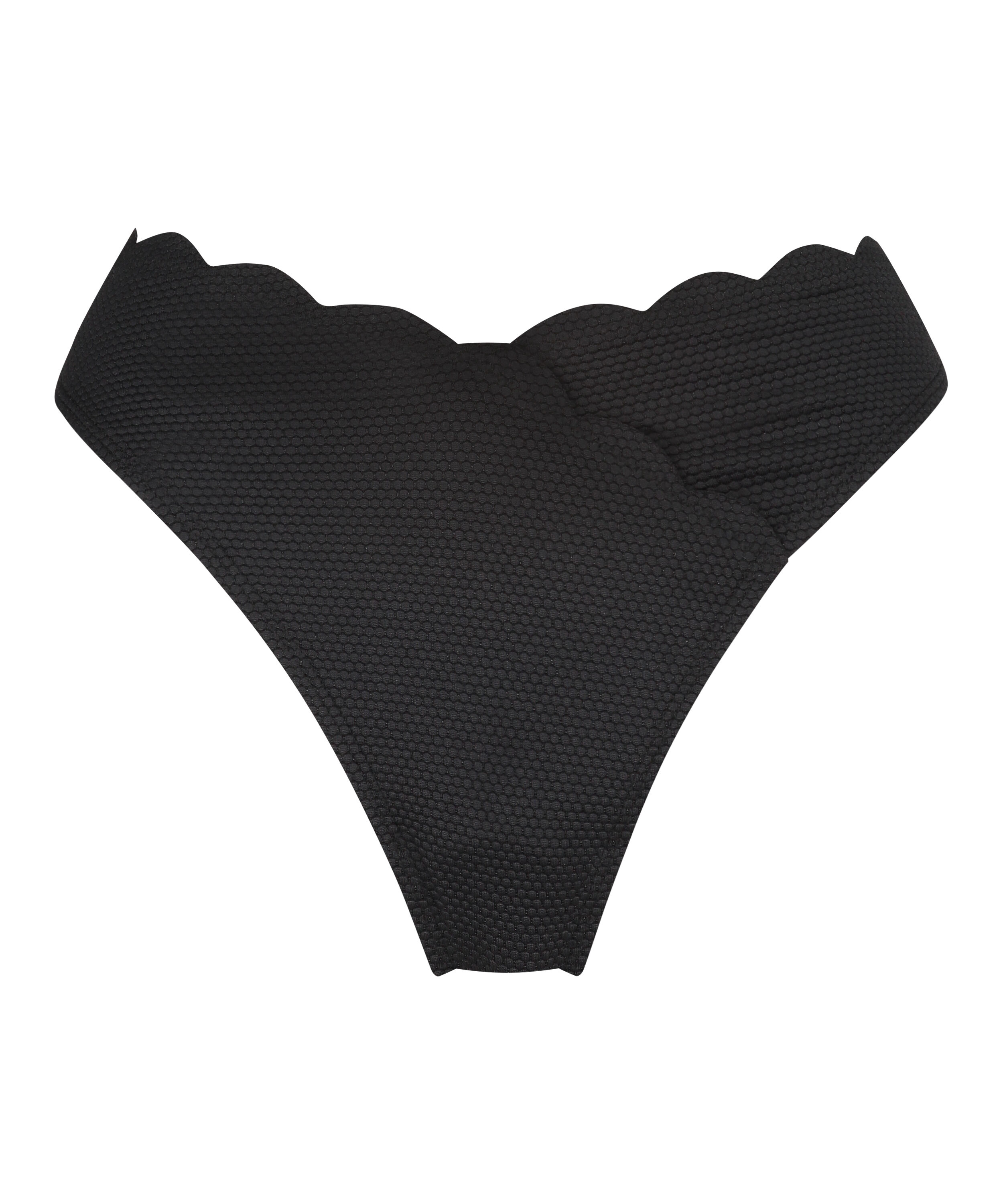 Slip de Bikini Échancrés Scallop, Noir