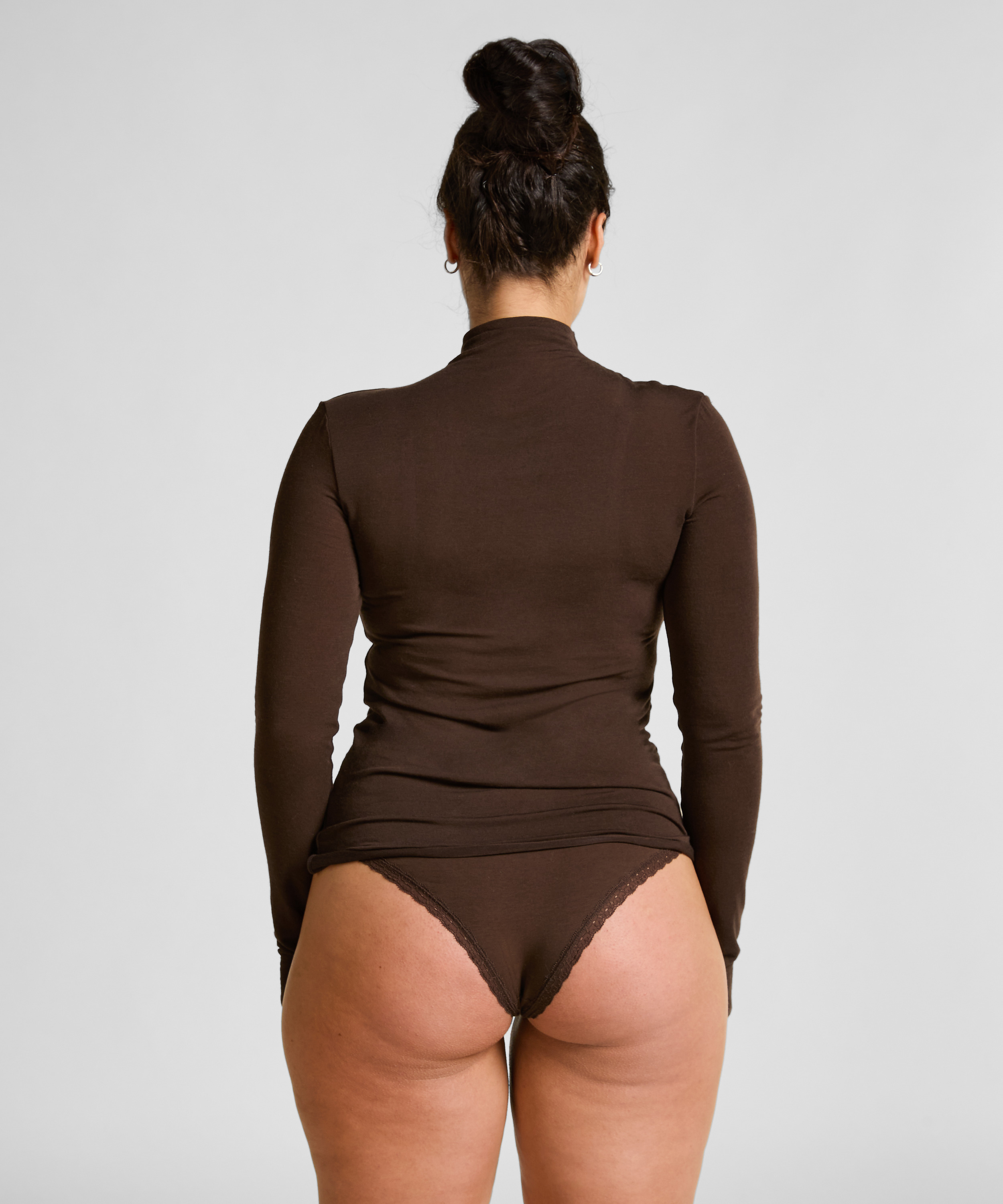 Haut avec cachemire à col roulé super soft, Marron, main