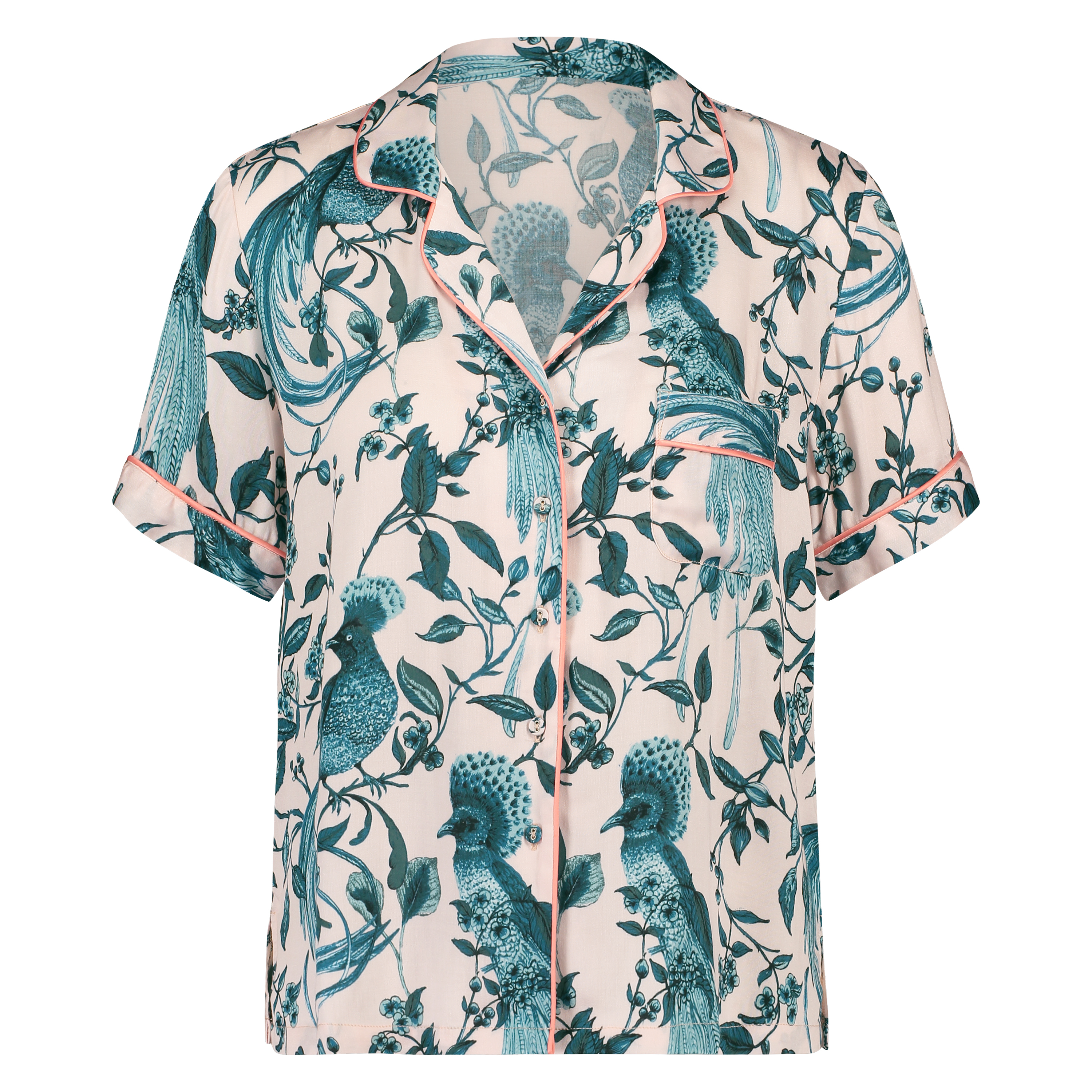 Veste de pyjama manches courtes Woven, Rose, main