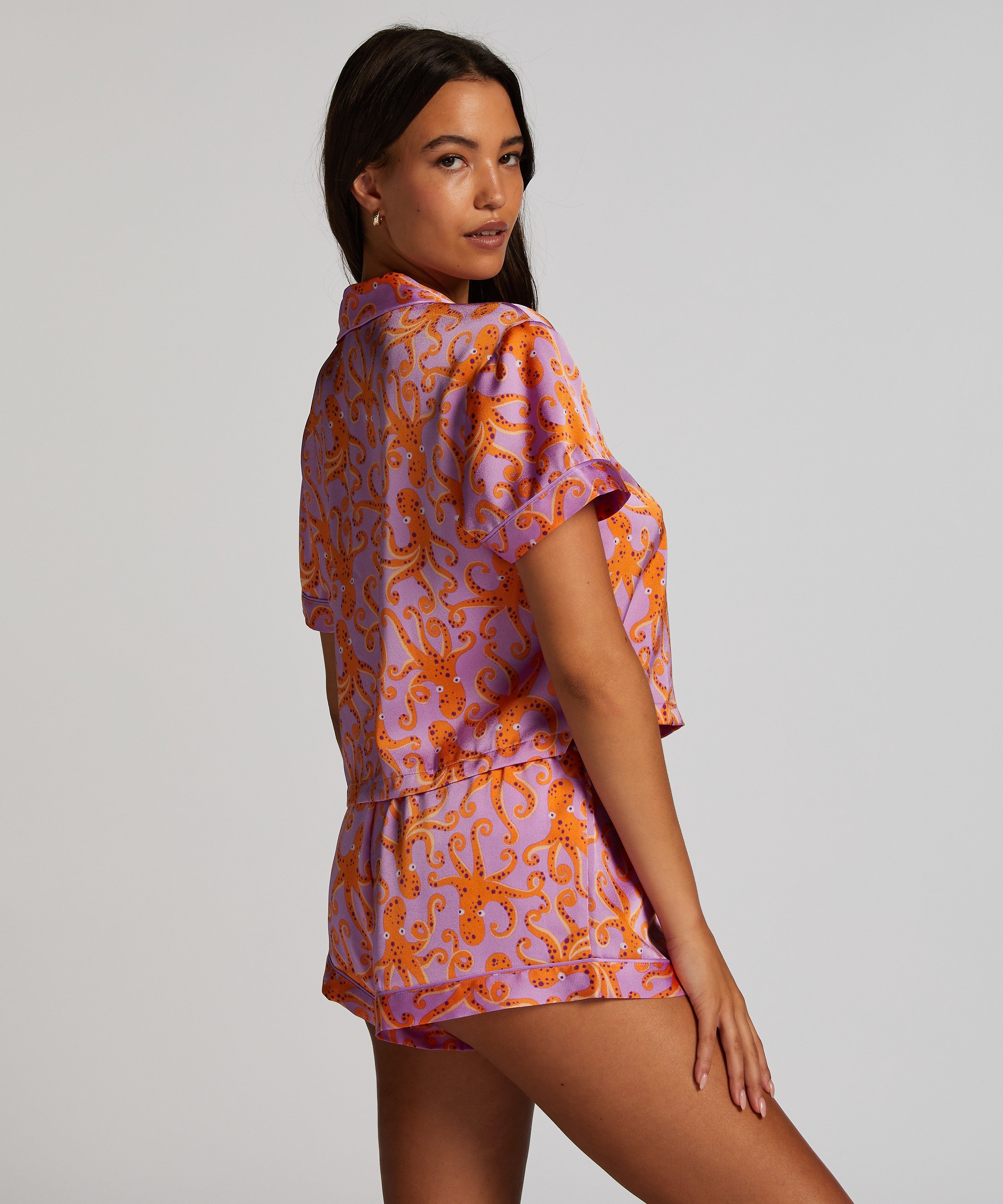 Short de pyjama Satin, Violet, main