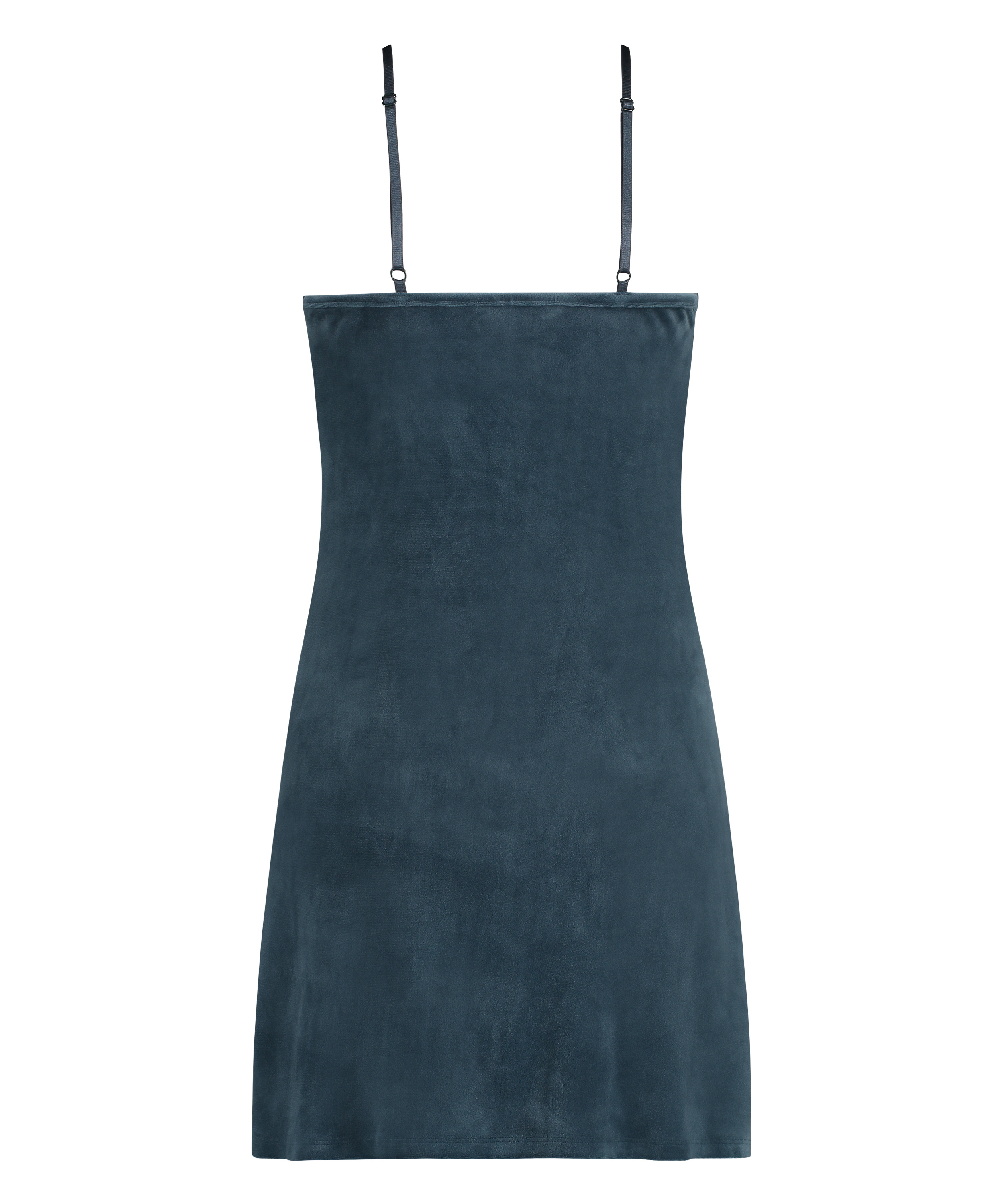 Nuisette en velours festonné en dentelle, Bleu, main