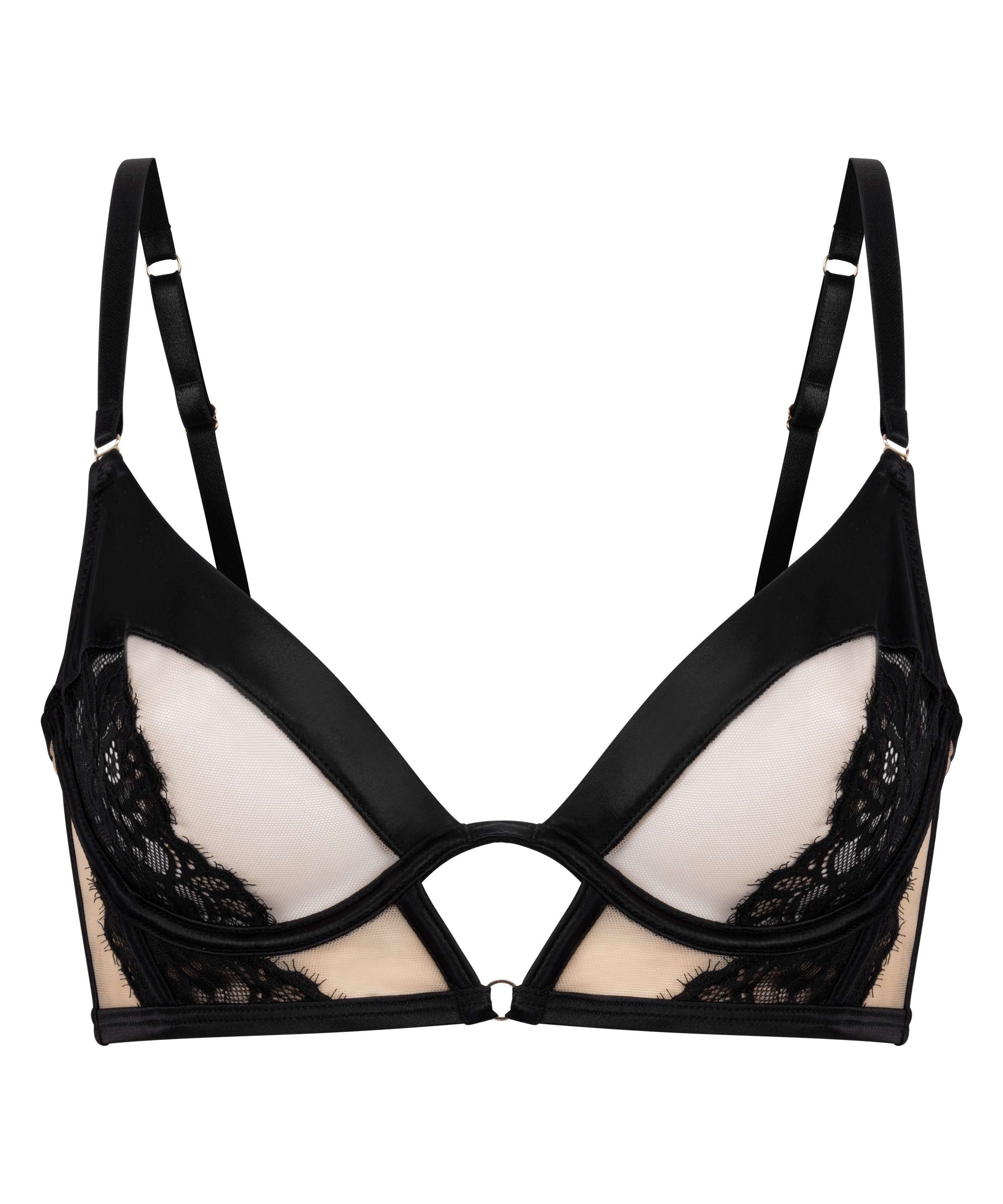 Soutien-gorge à armatures non-préformé longline Nisha, Noir, main