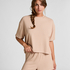 Haut de pyjama en jersey brossé, Beige