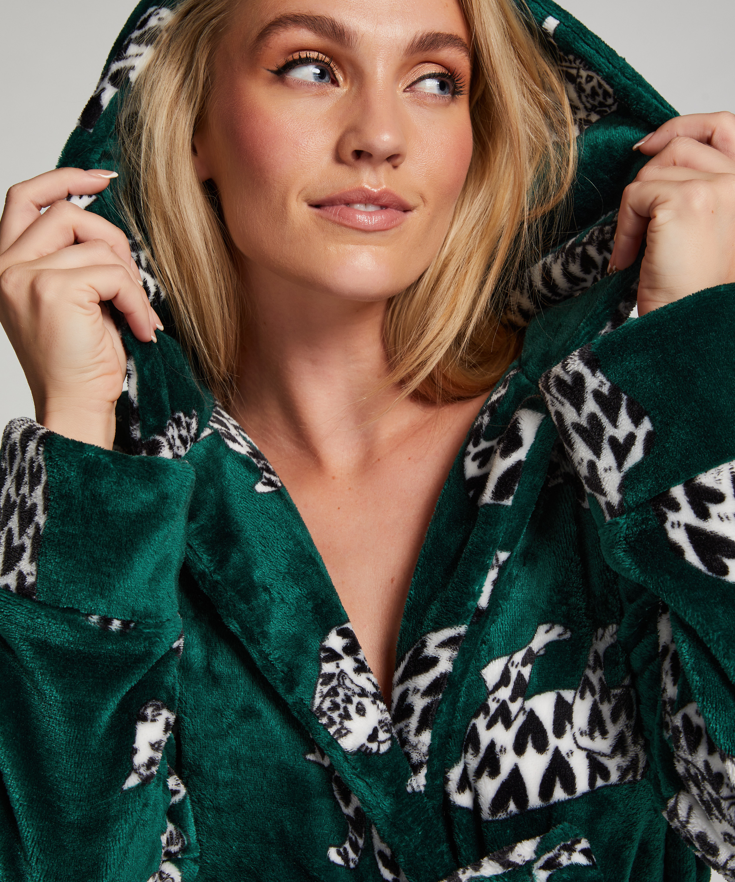 Peignoir en polaire, Vert, main