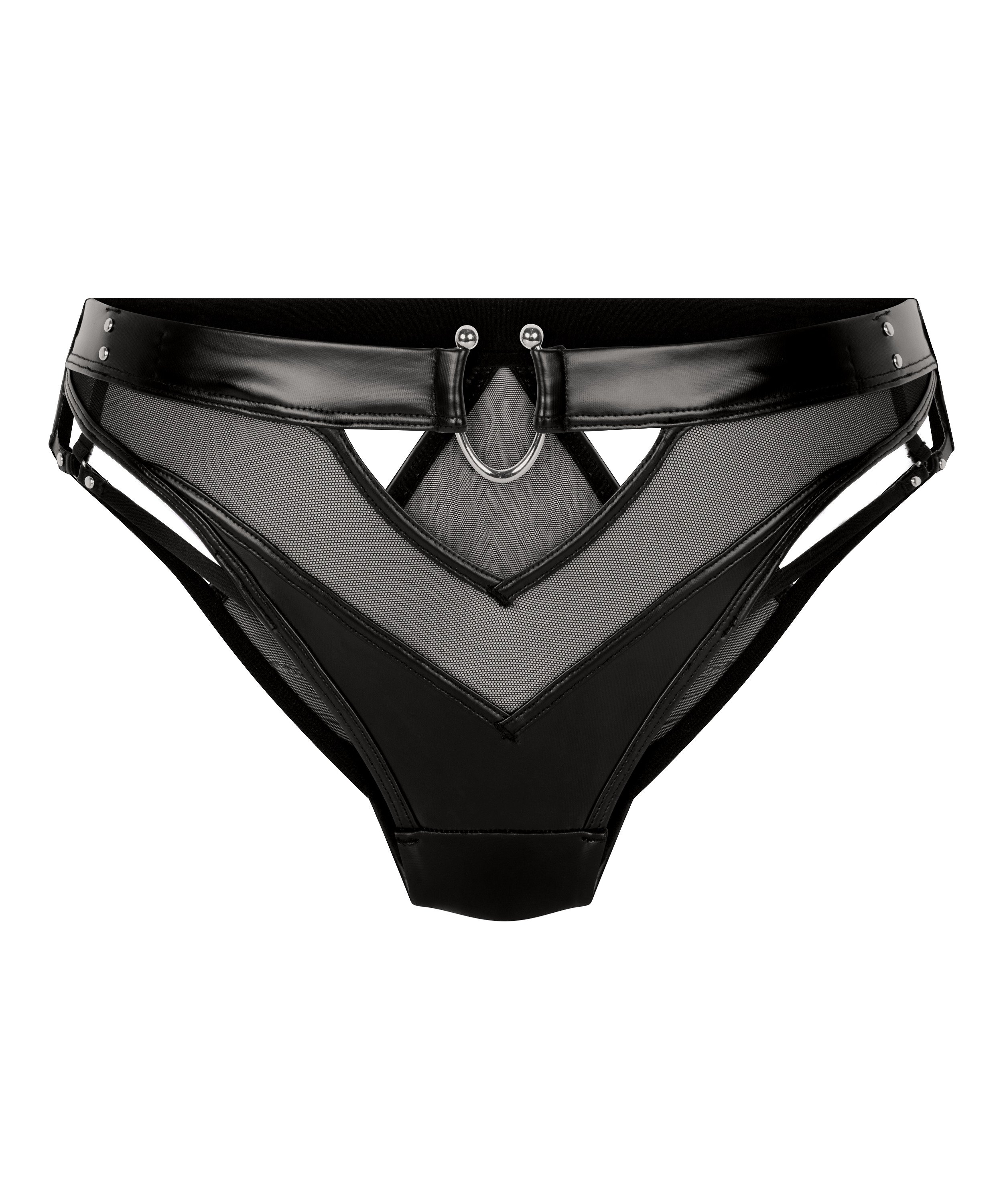 Culotte brésilienne jambe haute Zelda, Noir, main