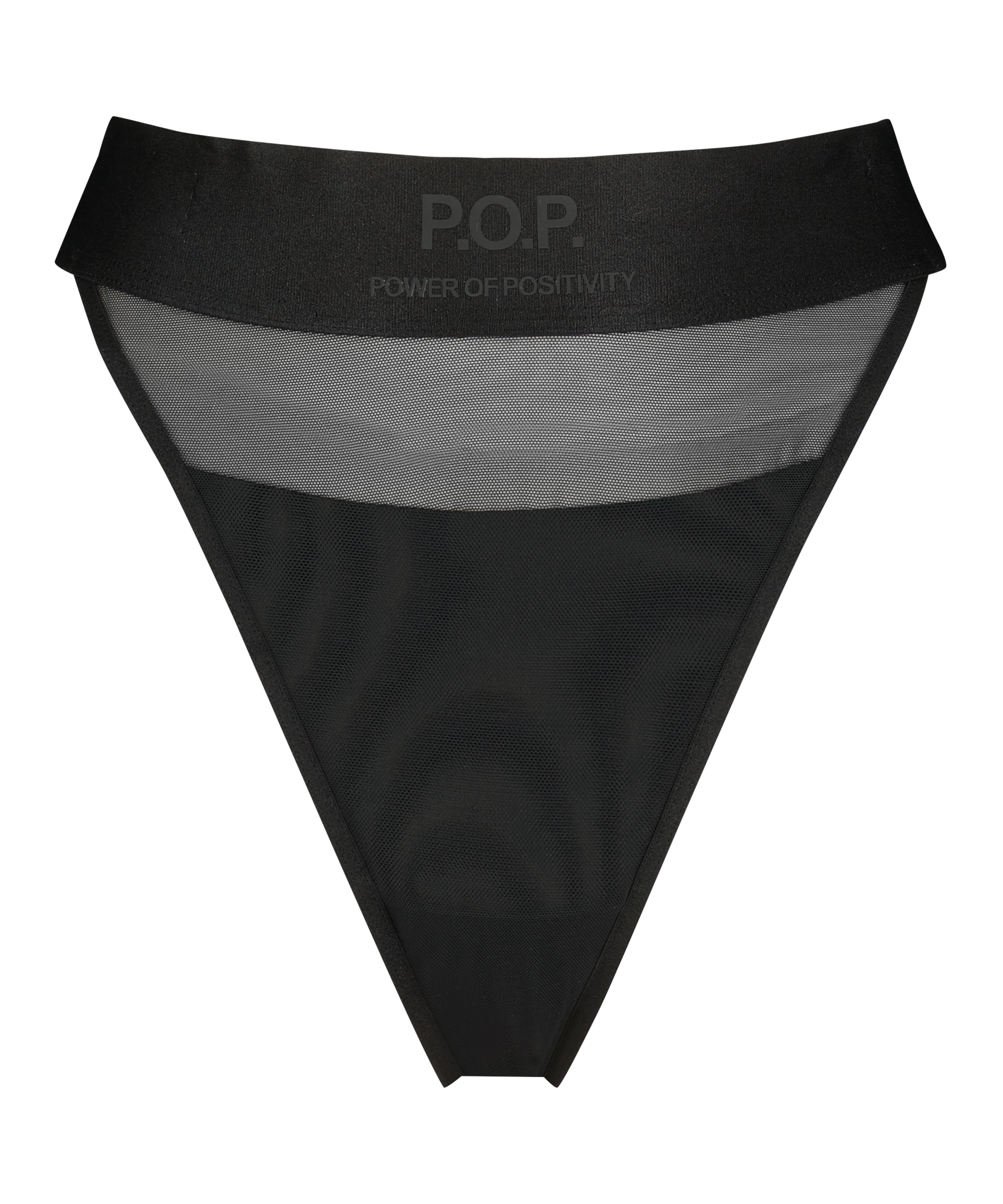 String à coupe haute Flexing, Noir, main