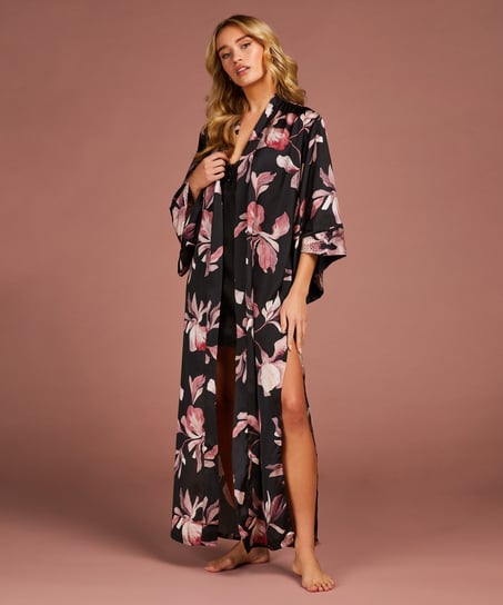Kimono Satin Bloom, Noir