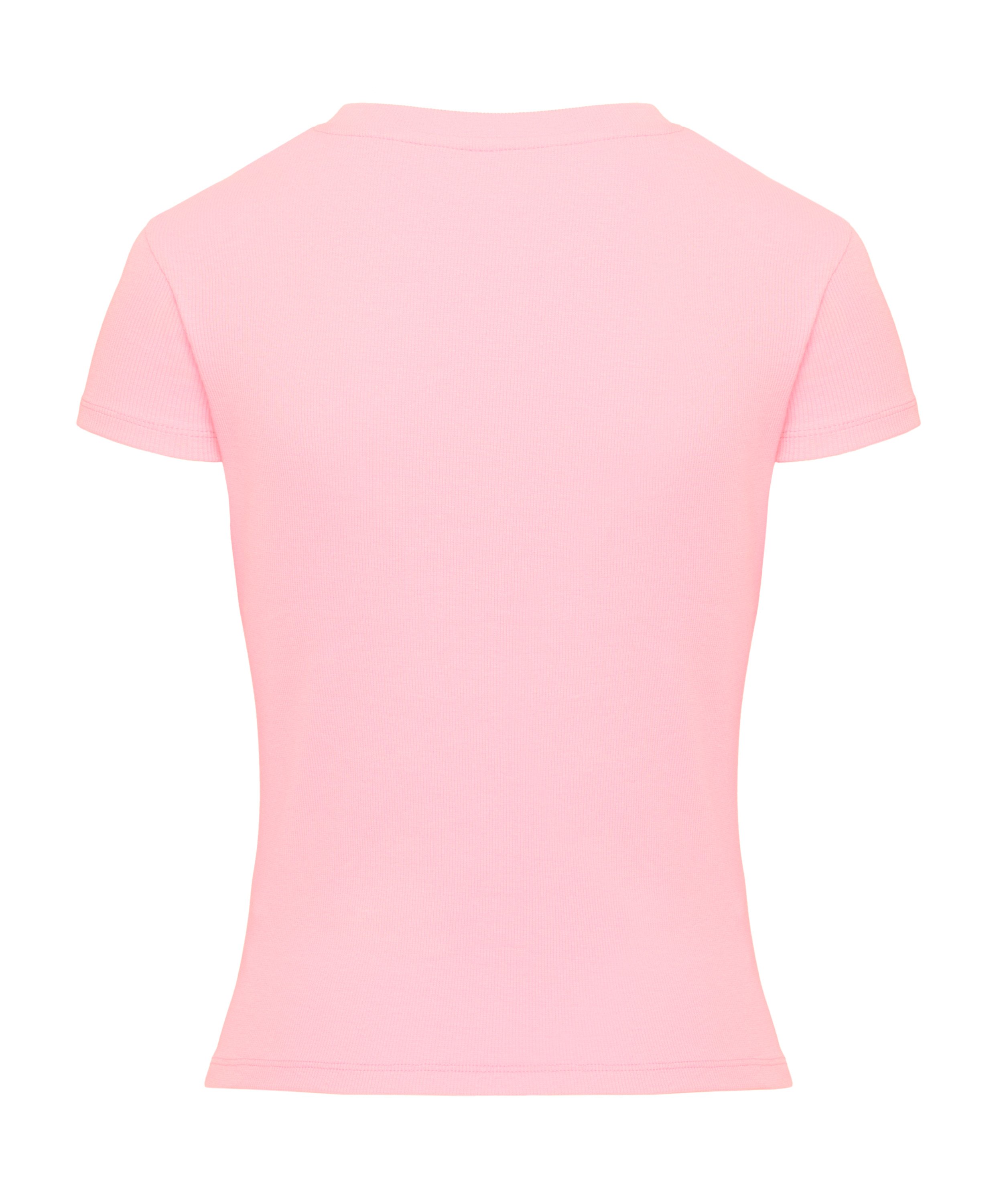 Haut de pyjama manches courtes rib crew neck, Rose, main