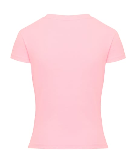 Haut de pyjama manches courtes rib crew neck, Rose