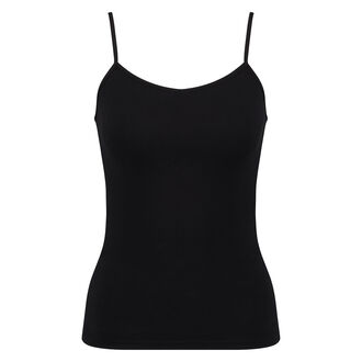Haut sans coutures &agrave; fines bretelles, Noir