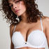 Soutien-gorge maximiseur préformé sans bretelles Marine, Blanc