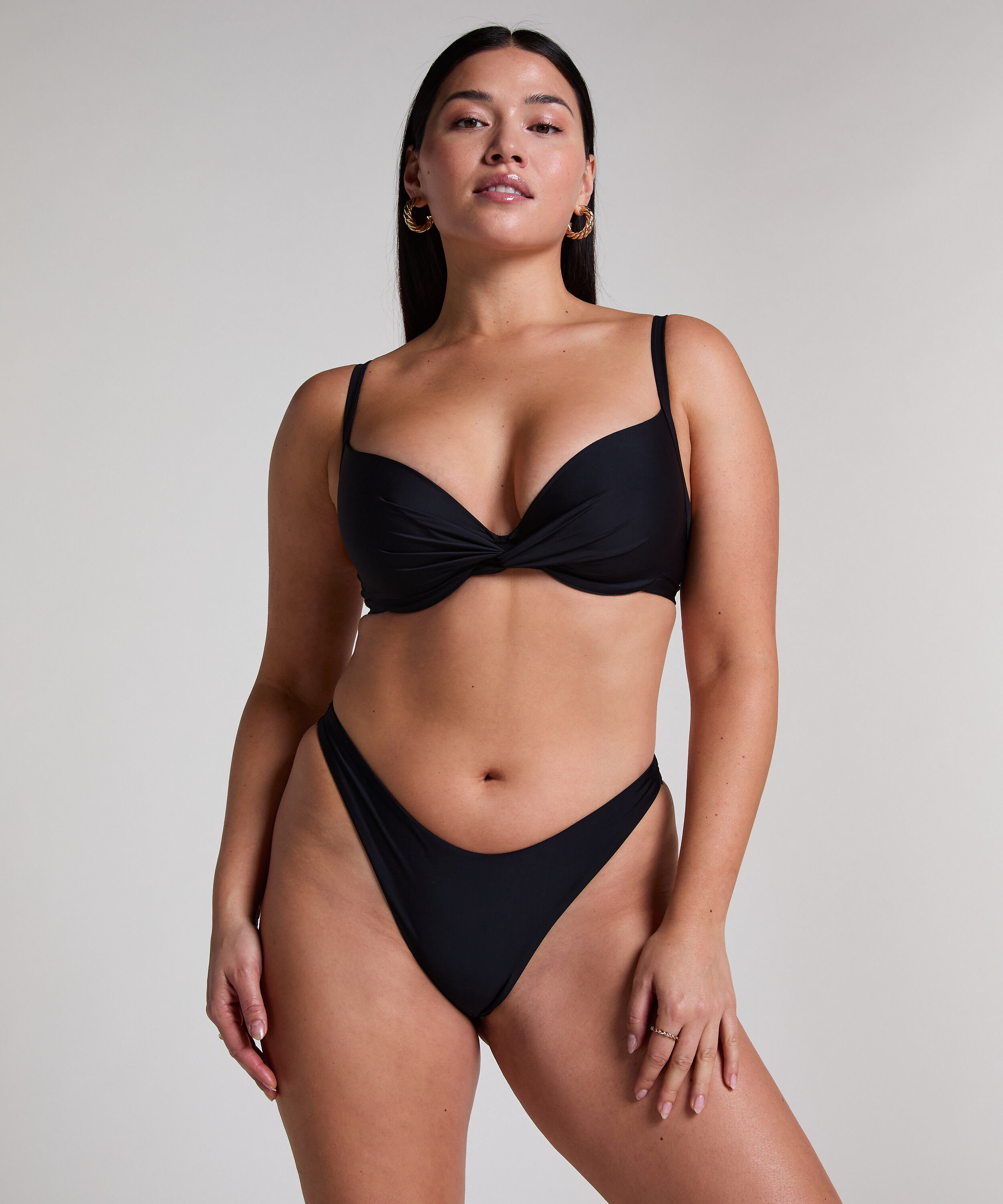 Slip de Bikini Échancrés Luna, Noir