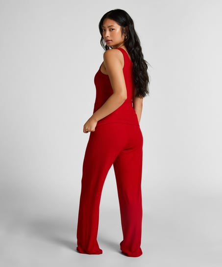 Débardeur en jersey brossé côtelé, Rouge