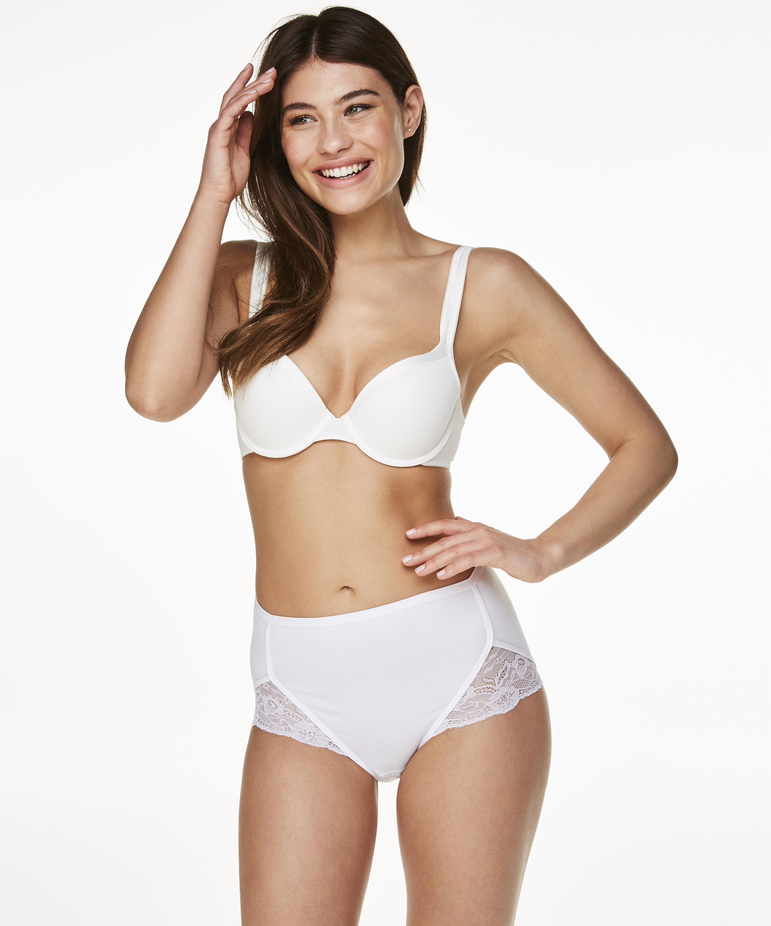 Superslip Lace Maxi coton, Blanc, main