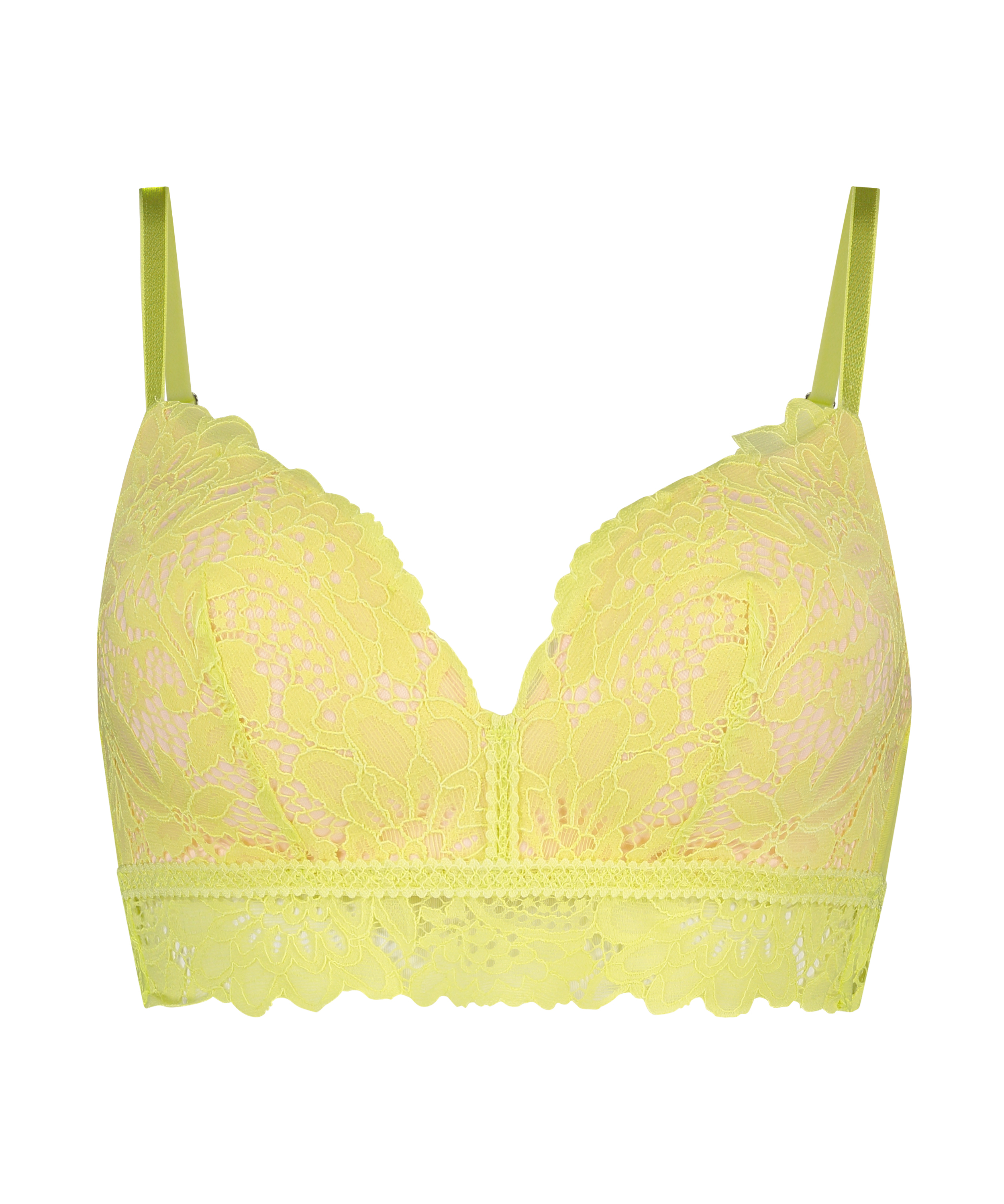 Soutien-gorge pr&eacute;form&eacute; sans armatures longline Shiloh, Jaune, main