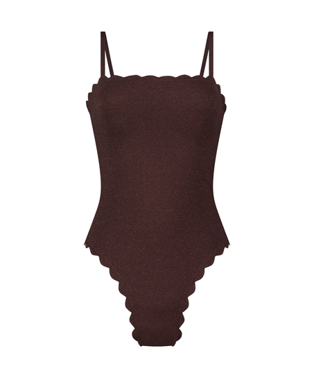 Maillot de bain Bandeau Scallop, marron