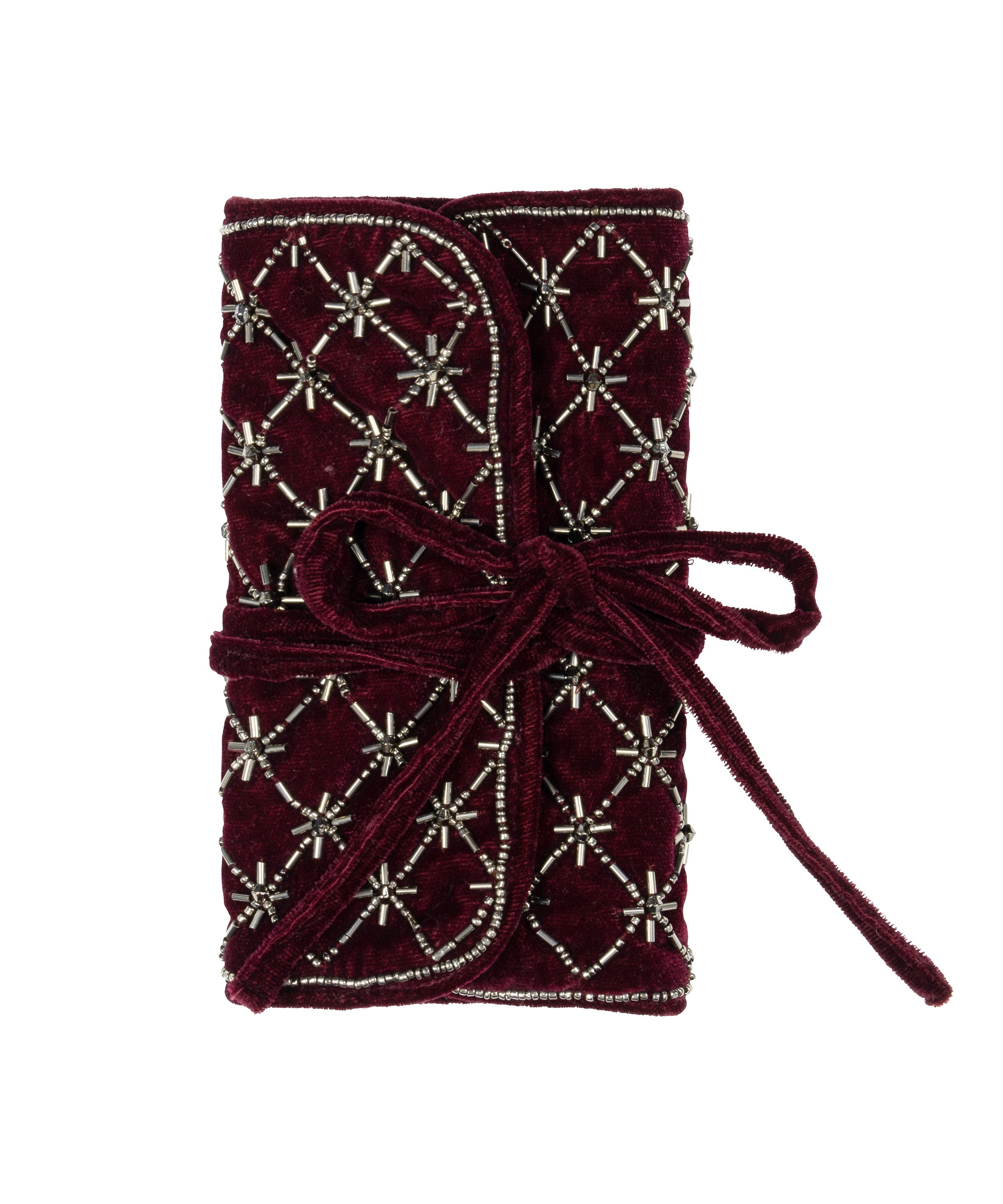 Pochette perlée pour bijoux, Violet, main