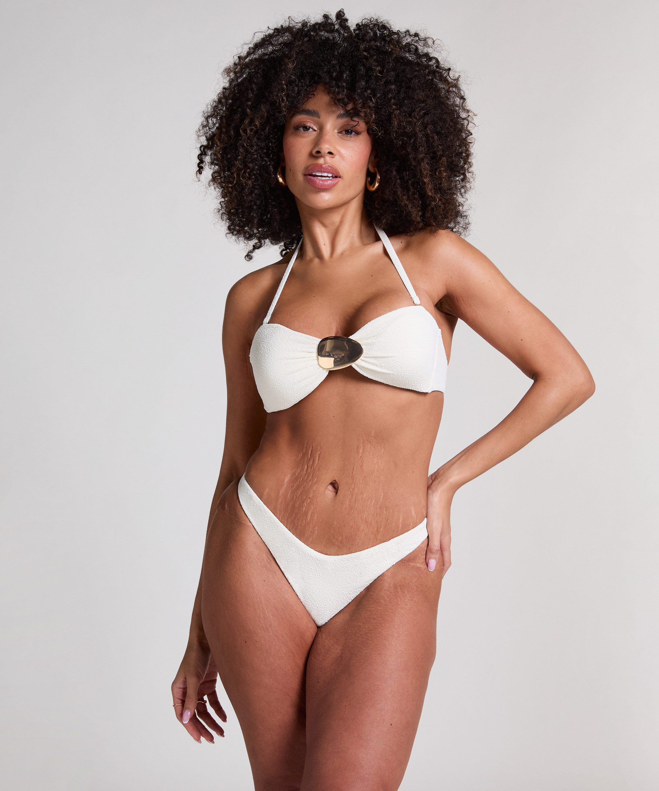 Bas de bikini échancré Cabo, Blanc, main