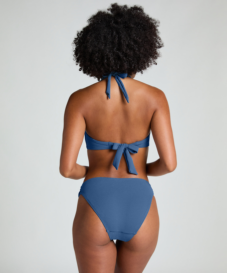 Haut de bikini dos nu festonné, Bleu