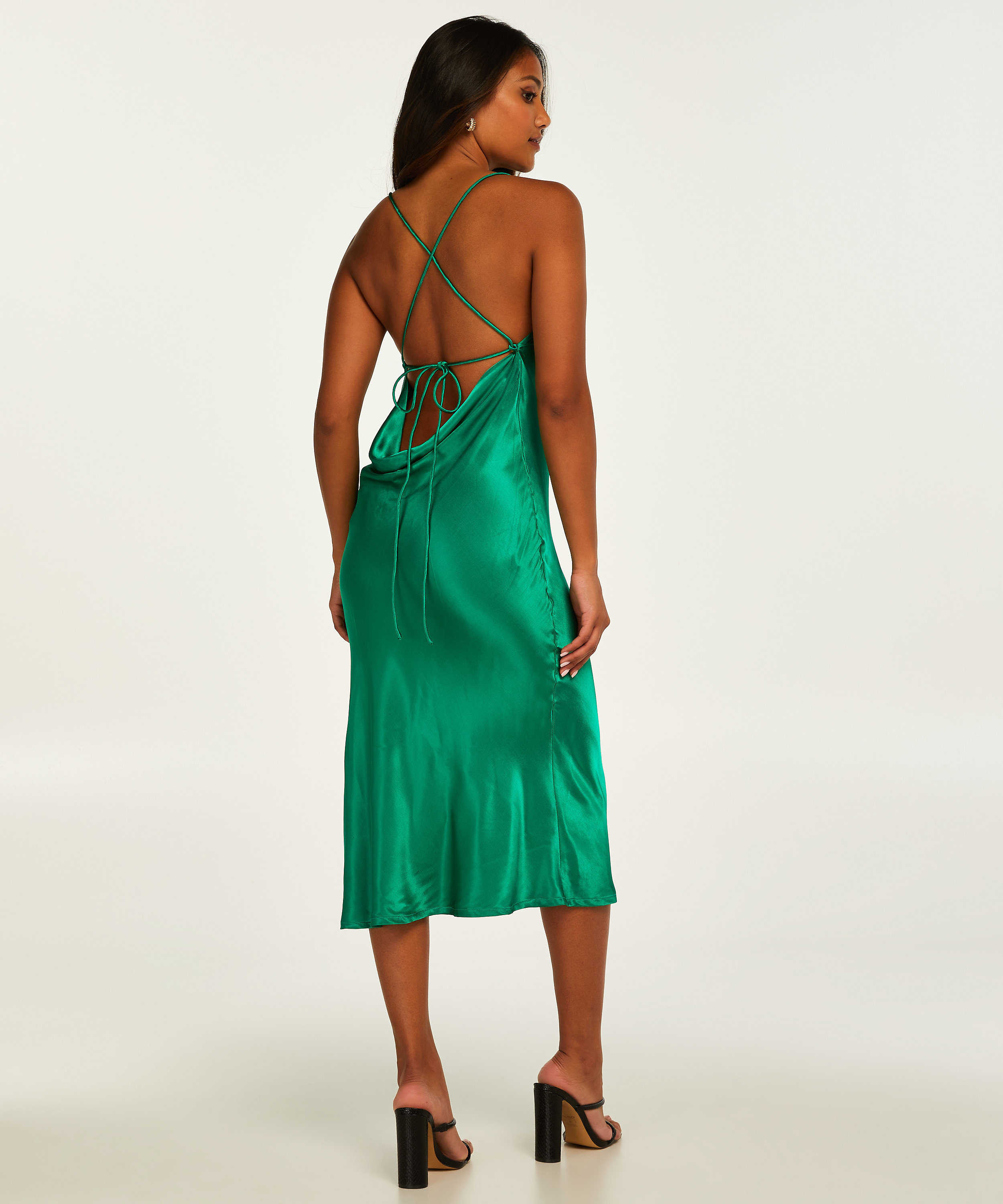 Robe midi Satin, Vert, main