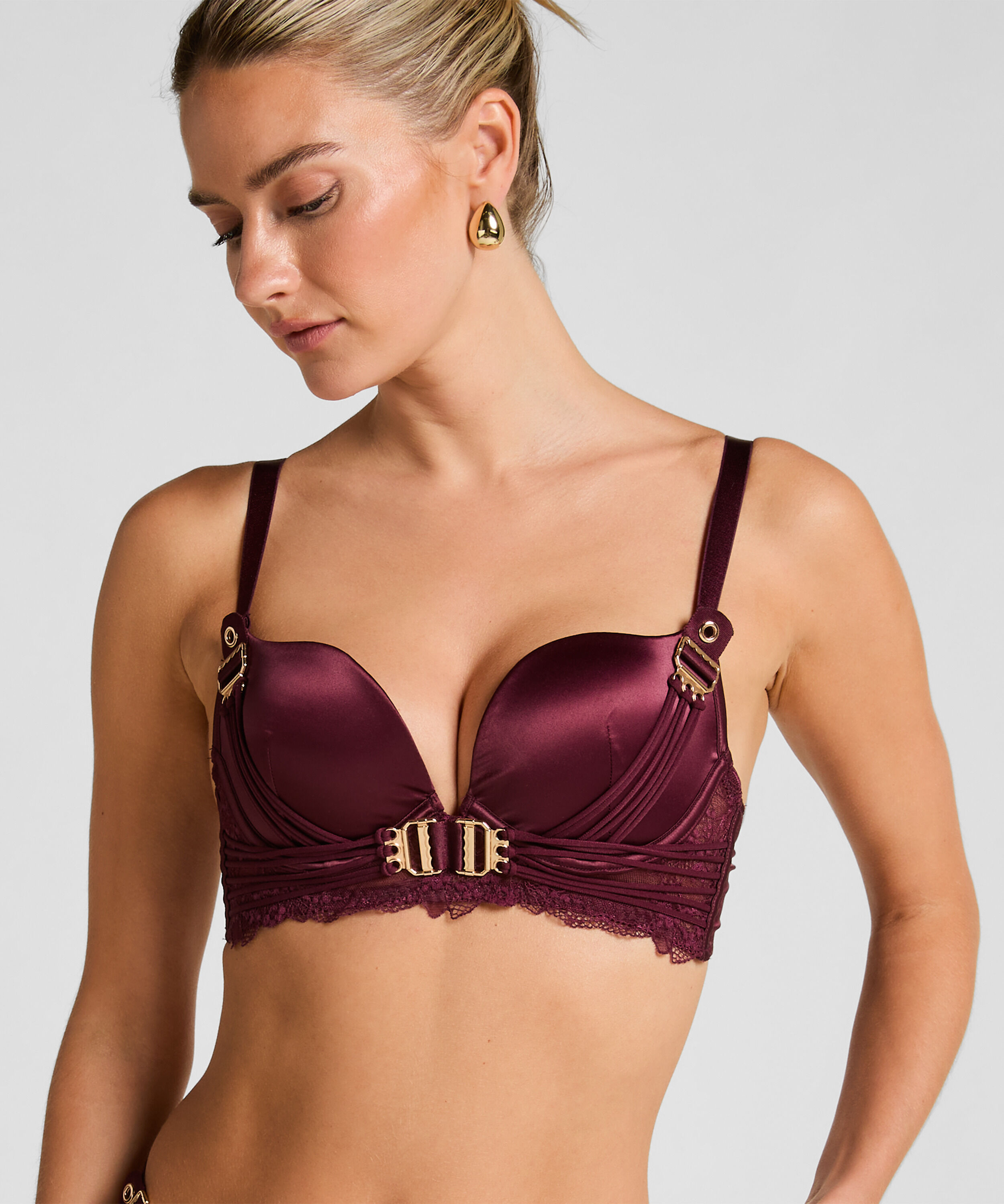 Soutien-gorge à armatures longline push-up préformé Avela, Rouge